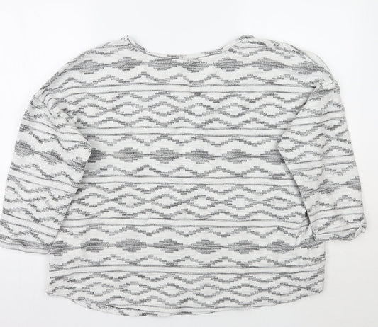 Debenhams Womens White Geometric  Pullover Jumper Size 20