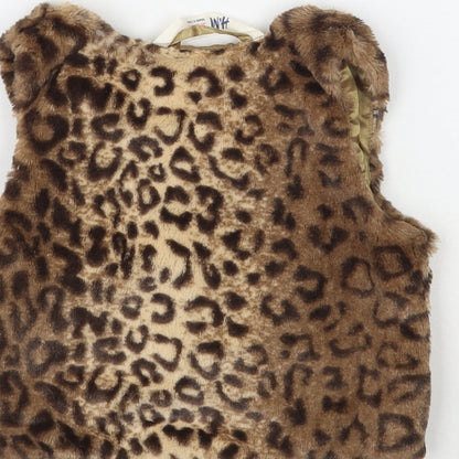 H&M Girls Brown Animal Print  Gilet Coat Size 2-3 Years