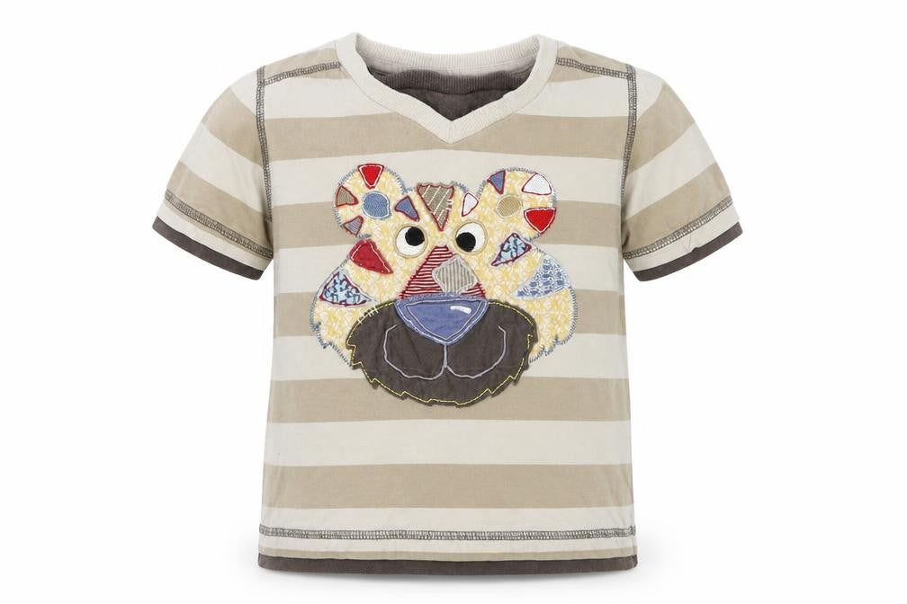Front view of Cherokee boys’ brown striped basic t-shirt, size 2-3, years