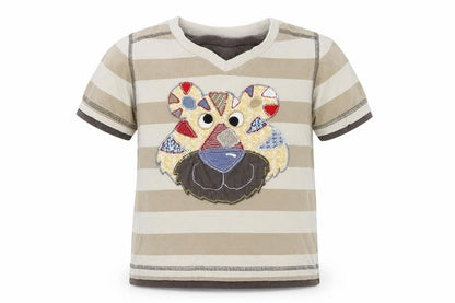 Front view of Cherokee boys’ brown striped basic t-shirt, size 2-3, years