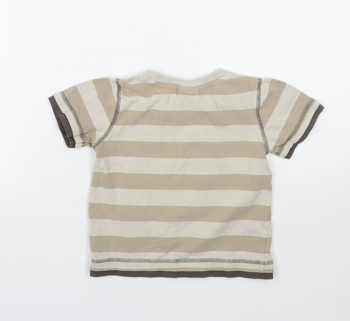 Back view of Cherokee boys’ brown striped basic t-shirt, size 2-3, years