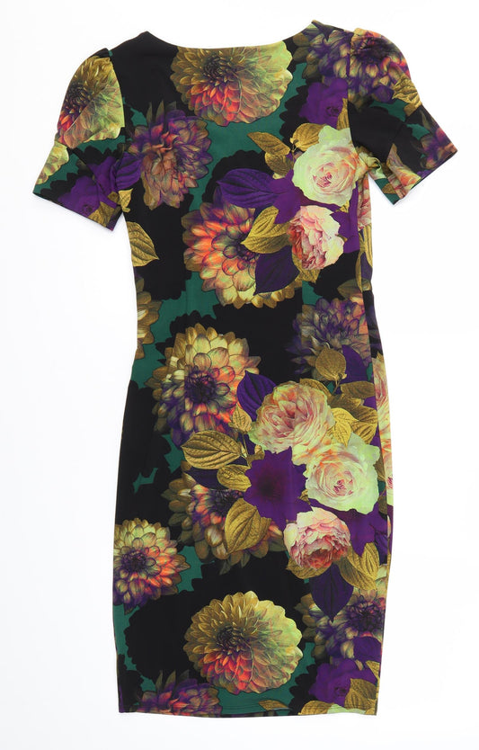 M&S Womens Multicoloured Floral  Pencil Dress  Size 8