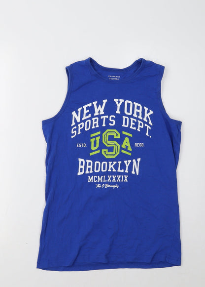 Primark Girls Blue   Basic Tank Size 12-13 Years  - New York