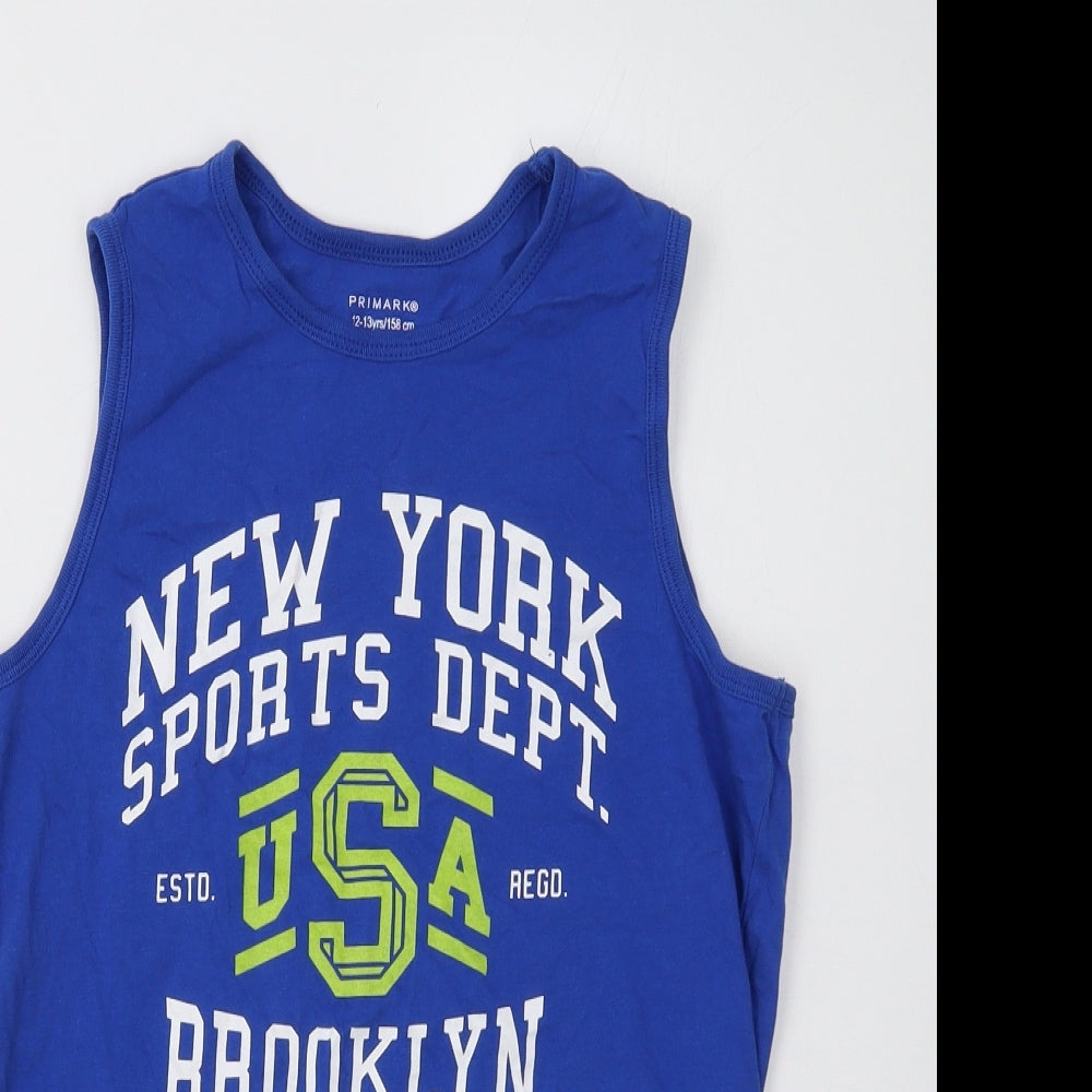 Primark Girls Blue   Basic Tank Size 12-13 Years  - New York