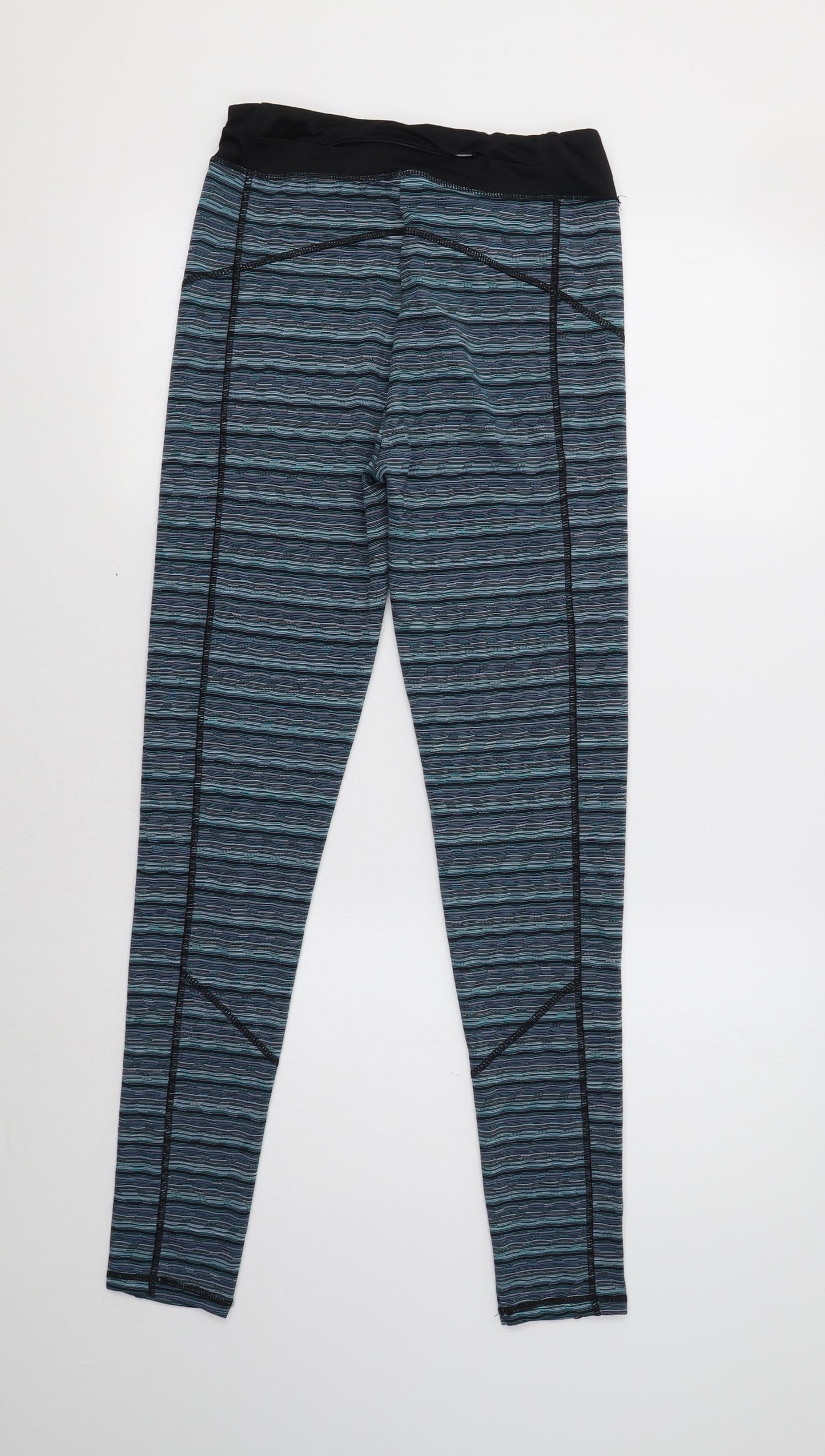 TU Womens Blue Geometric  Compression Leggings Size 8 L30 in