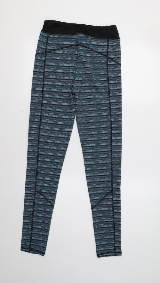 TU Womens Blue Geometric  Compression Leggings Size 8 L30 in