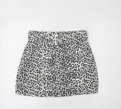PRETTYLITTLETHING Womens Grey Animal Print  Mini Skirt Size 10
