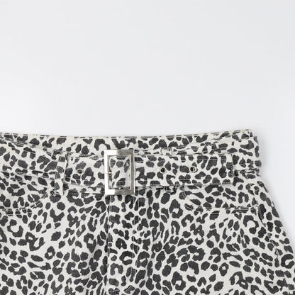 PRETTYLITTLETHING Womens Grey Animal Print  Mini Skirt Size 10