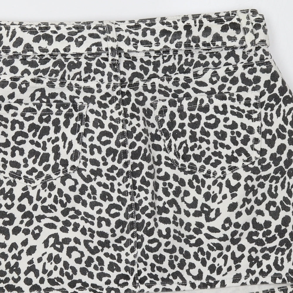 PRETTYLITTLETHING Womens Grey Animal Print  Mini Skirt Size 10