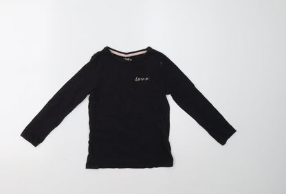 F&F Girls Black   Basic T-Shirt Size 5-6 Years  - Love