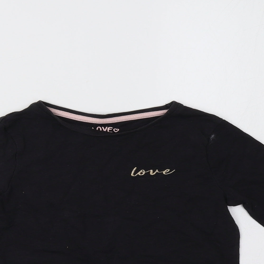 F&F Girls Black   Basic T-Shirt Size 5-6 Years  - Love