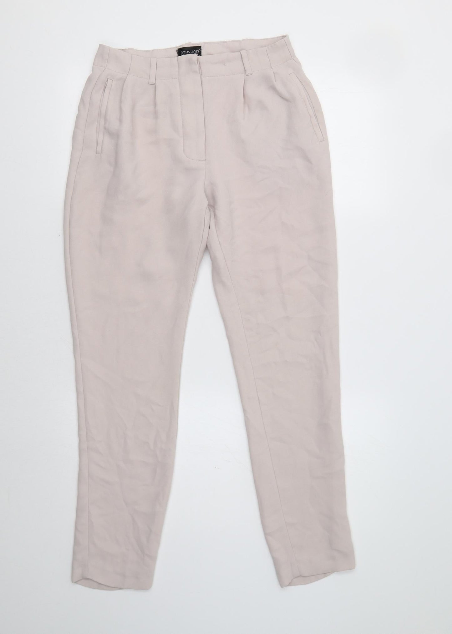Womens UK Size 8 Topshop Regular Fit Dress Pants Beige Trousers