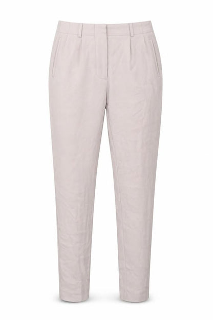 Front view of Topshop women’s beige dress pants trousers, size UK 8, 28-inch leg