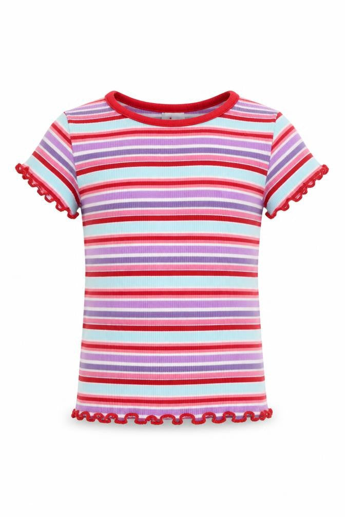 Front view of Next Baby Multicoloured Striped Basic T-Shirt, size 6-9, Months