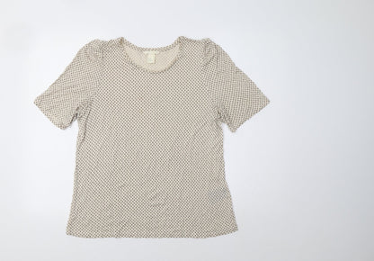 Womens UK Size M H&M Beige Basic Blouse