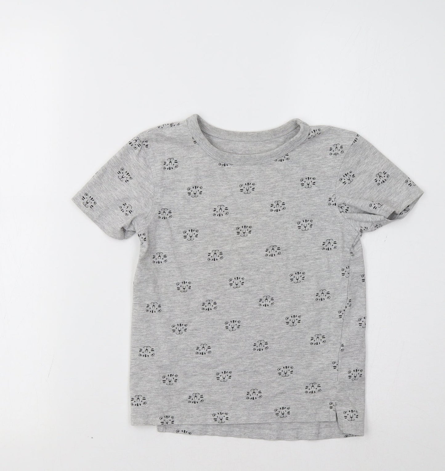 George Girls Grey   Basic T-Shirt Size 5-6 Years  - Cat Print