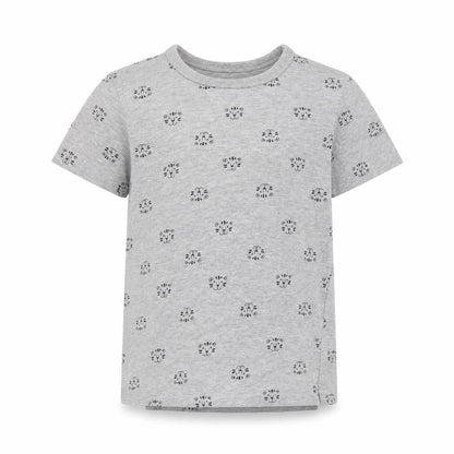 Front view of George girls’ grey basic t-shirt, size 5-6, years - cat print