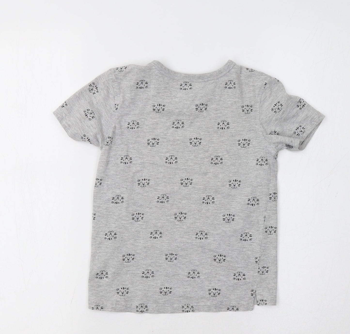 George Girls Grey   Basic T-Shirt Size 5-6 Years  - Cat Print