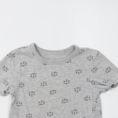 George Girls Grey   Basic T-Shirt Size 5-6 Years  - Cat Print