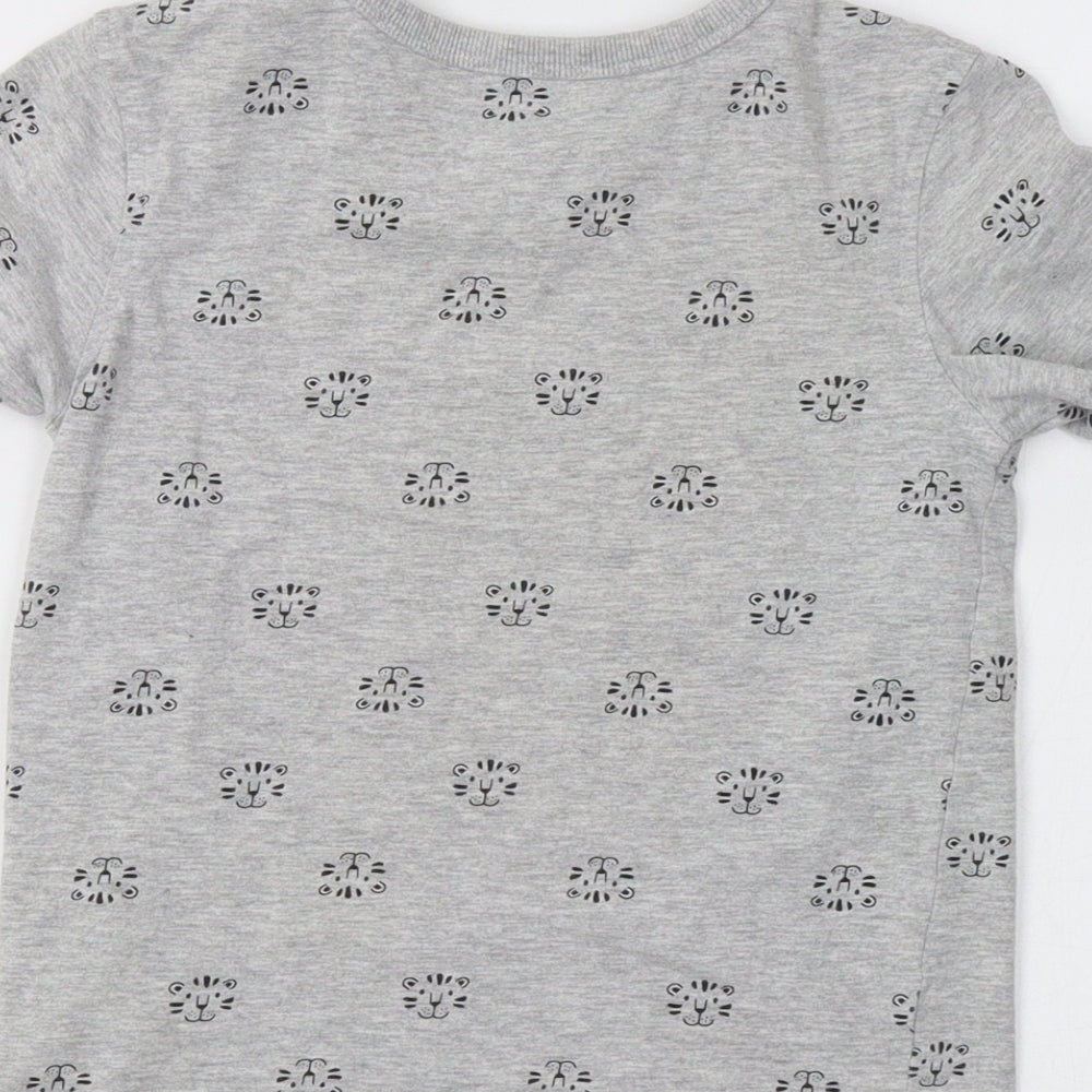 George Girls Grey   Basic T-Shirt Size 5-6 Years  - Cat Print