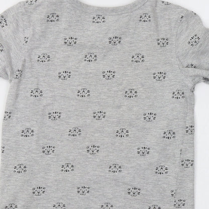 George Girls Grey   Basic T-Shirt Size 5-6 Years  - Cat Print