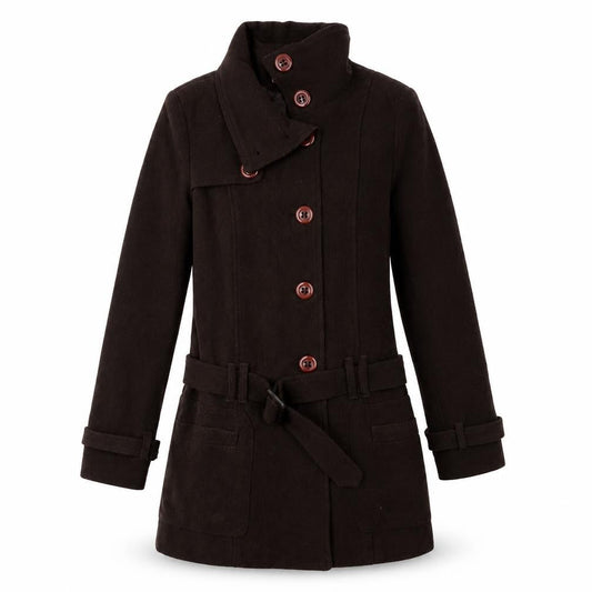 Front view of Yazz women’s brown parka coat, size UK 8