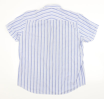 Thomas Nash Mens Blue Striped   Button-Up Size L