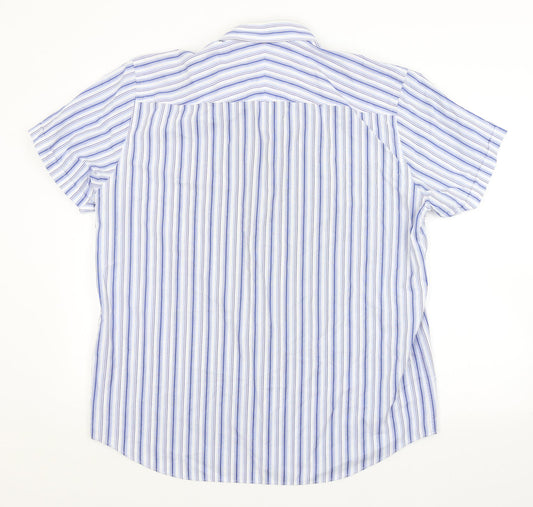 Thomas Nash Mens Blue Striped   Button-Up Size L