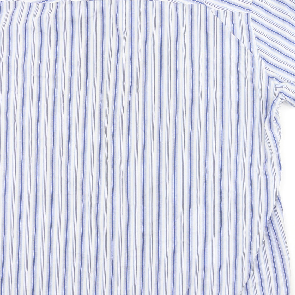 Thomas Nash Mens Blue Striped   Button-Up Size L