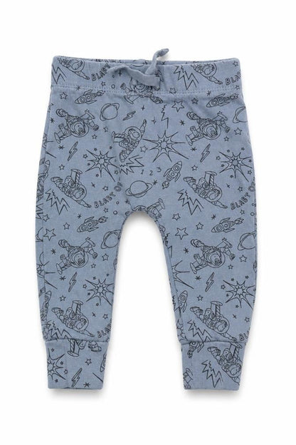 Front view of George Baby Blue Geometric Jogger Trousers, size 3-6, Months