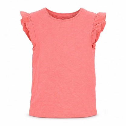 Front view of F&F girls’ red basic t-shirt, size 5-6, years