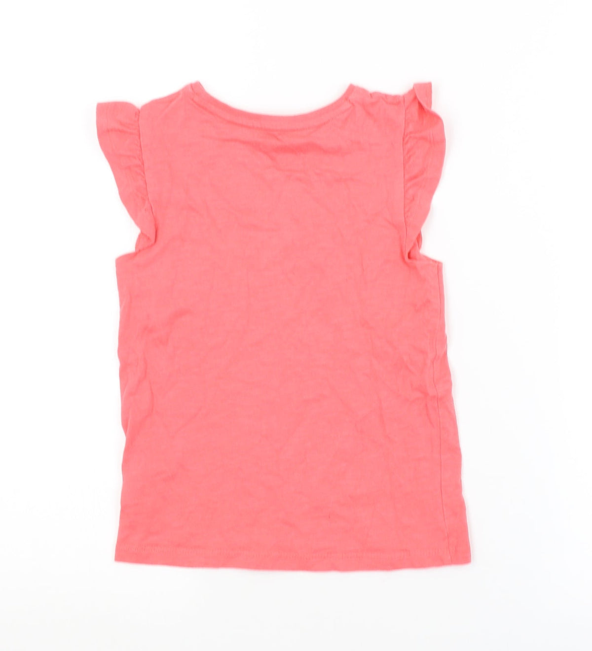 Back view of F&F girls’ red basic t-shirt, size 5-6, years
