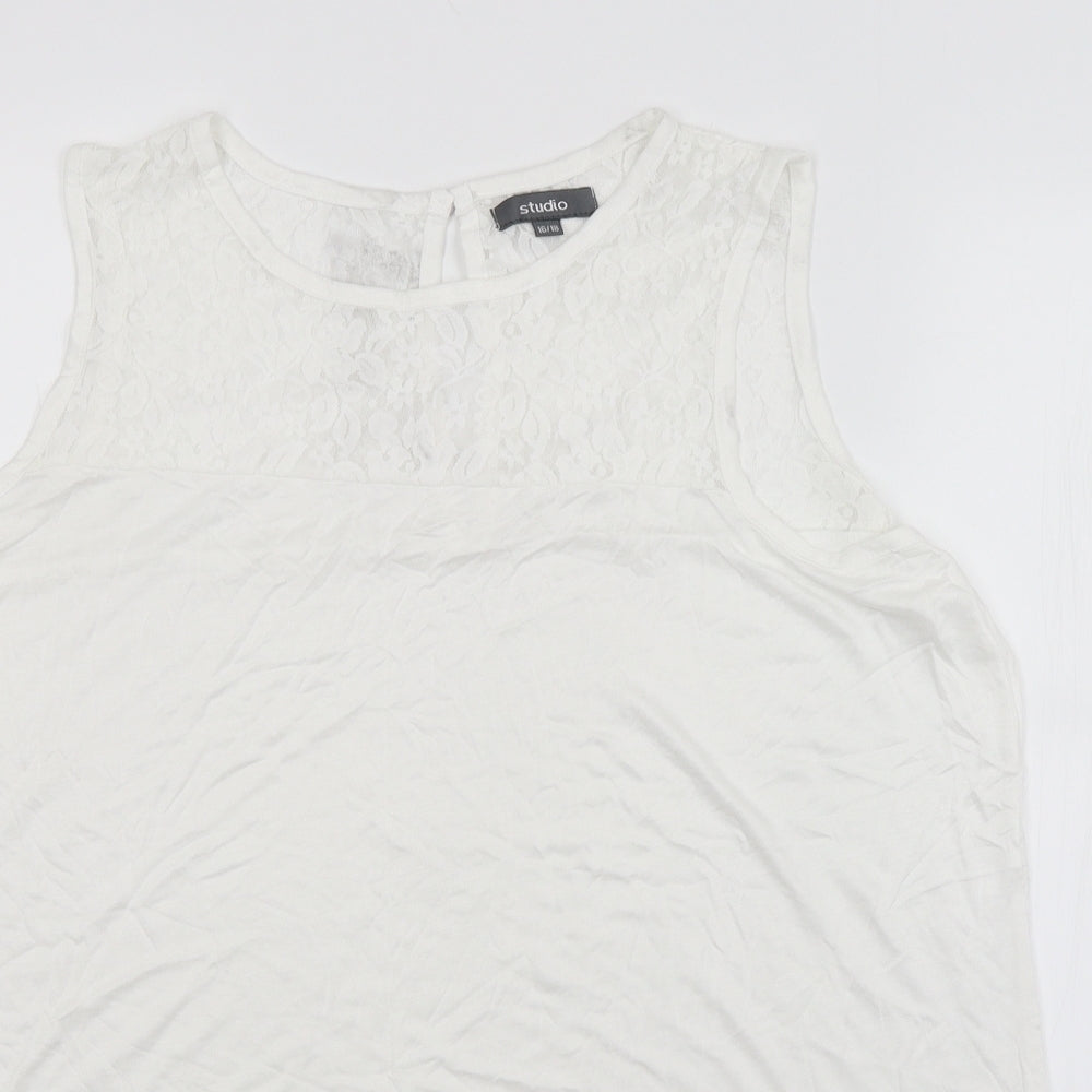 Womens UK Size 16 Studio White Basic Blouse