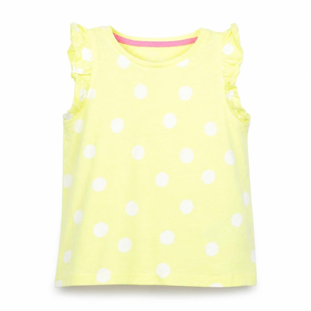Front view of Marks & Spencer girls’ yellow spotted basic tank, size 2-3, years