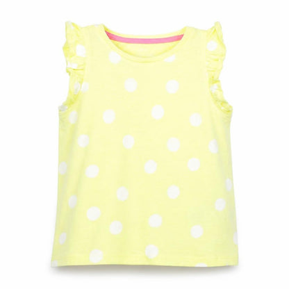 Front view of Marks & Spencer girls’ yellow spotted basic tank, size 2-3, years