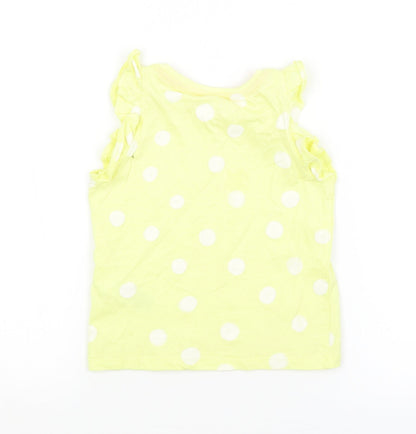 Back view of Marks & Spencer girls’ yellow spotted basic tank, size 2-3, years