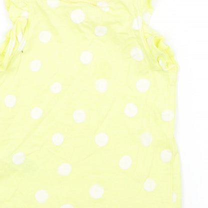 Brand and care label for Marks & Spencer girls’ yellow spotted basic tank, size 2-3, years