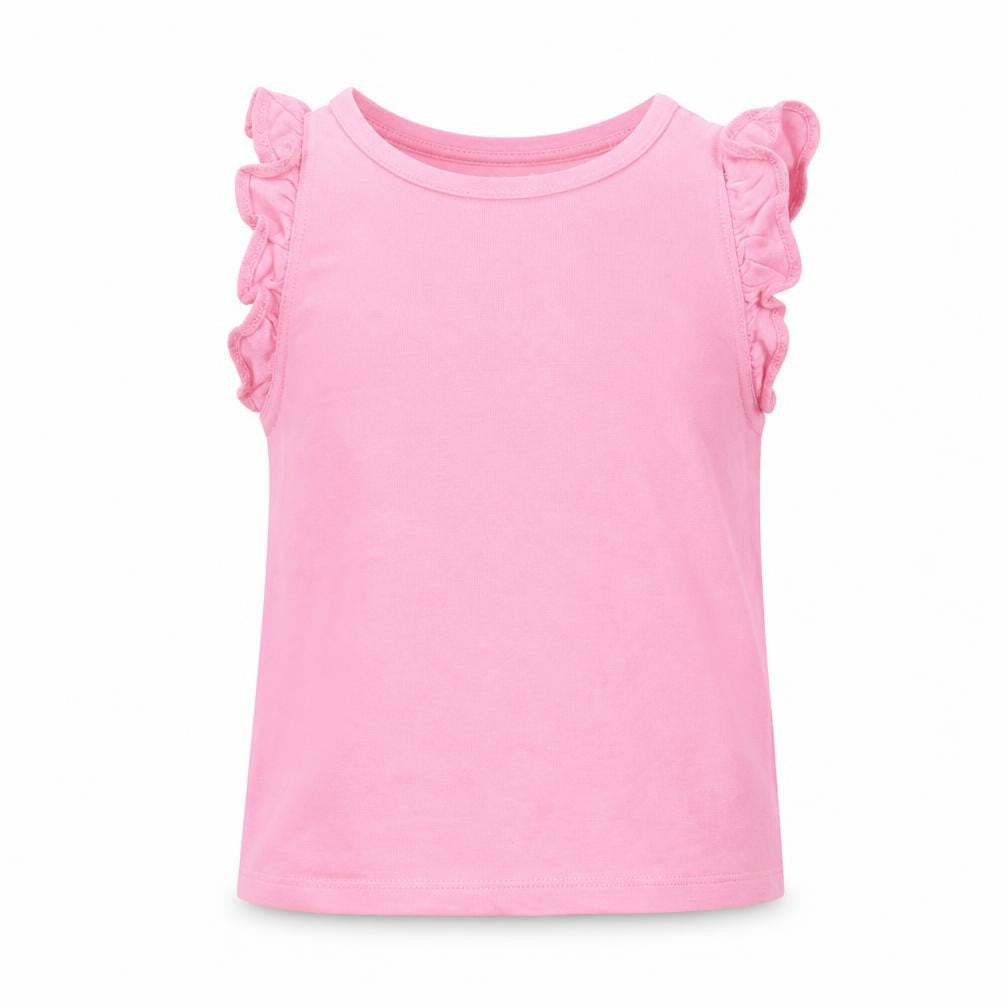 Front view of Marks & Spencer girls’ pink basic tank, size 2-3, years