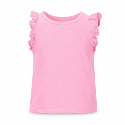 Front view of Marks & Spencer girls’ pink basic tank, size 2-3, years