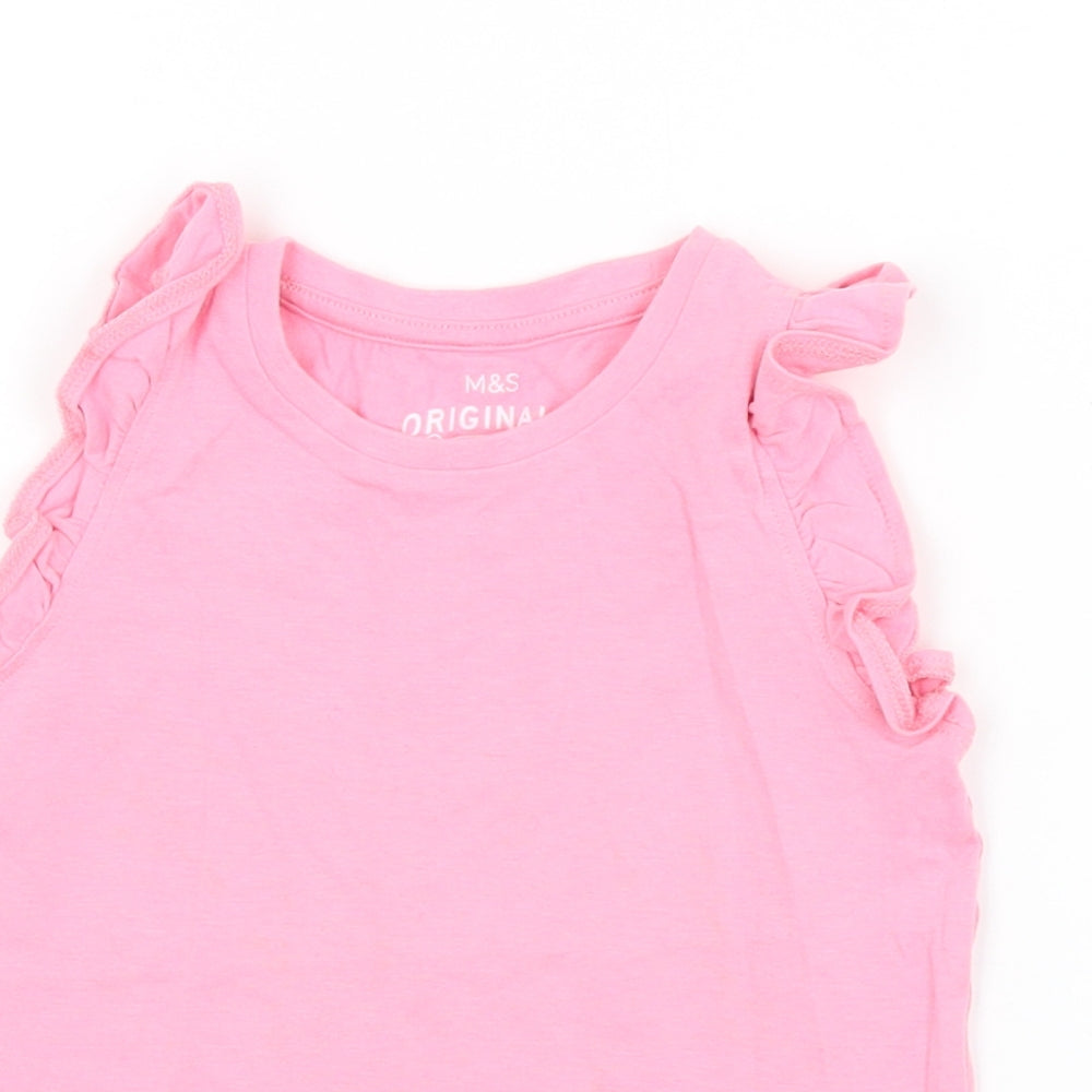M&S Girls Pink   Basic Tank Size 2-3 Years