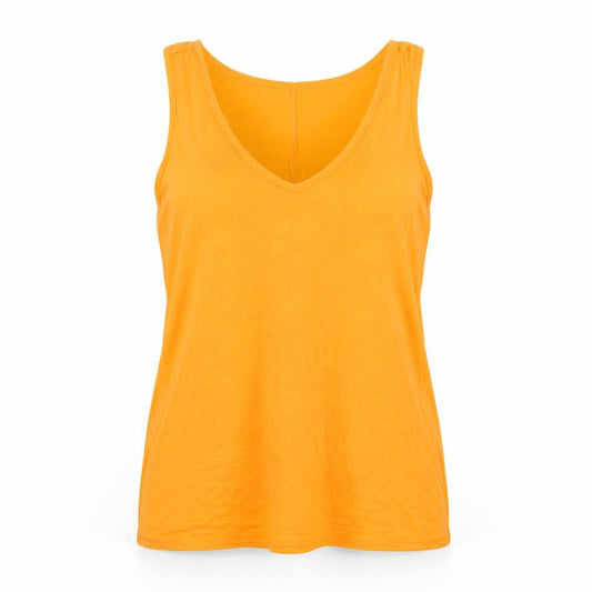 Front view of Pep&Co women’s orange basic tank, size UK 10