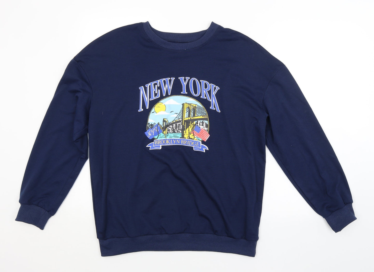 SheIn Womens Blue   Pullover Hoodie Size L  - NEW YORK