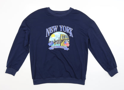 SheIn Womens Blue   Pullover Hoodie Size L  - NEW YORK