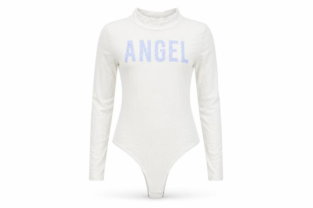 Front view of MISSY EMPIRE women’s white unitard one-piece, size M
