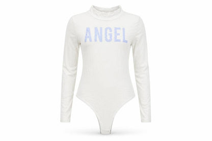 Front view of MISSY EMPIRE women’s white unitard one-piece, size M