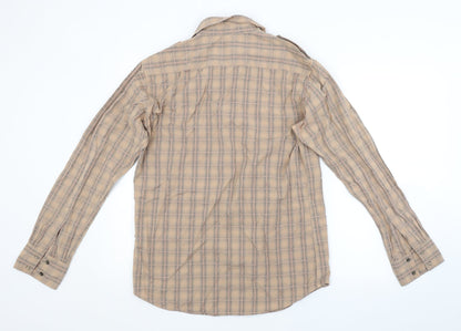Mens UK Size M Linea Brown  Button-Up Long Sleeve Casual Shirt