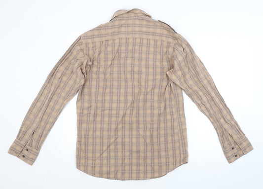 Mens UK Size M Linea Brown  Button-Up Long Sleeve Casual Shirt