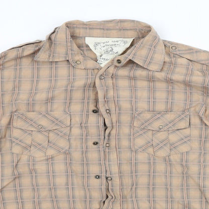 Mens UK Size M Linea Brown  Button-Up Long Sleeve Casual Shirt