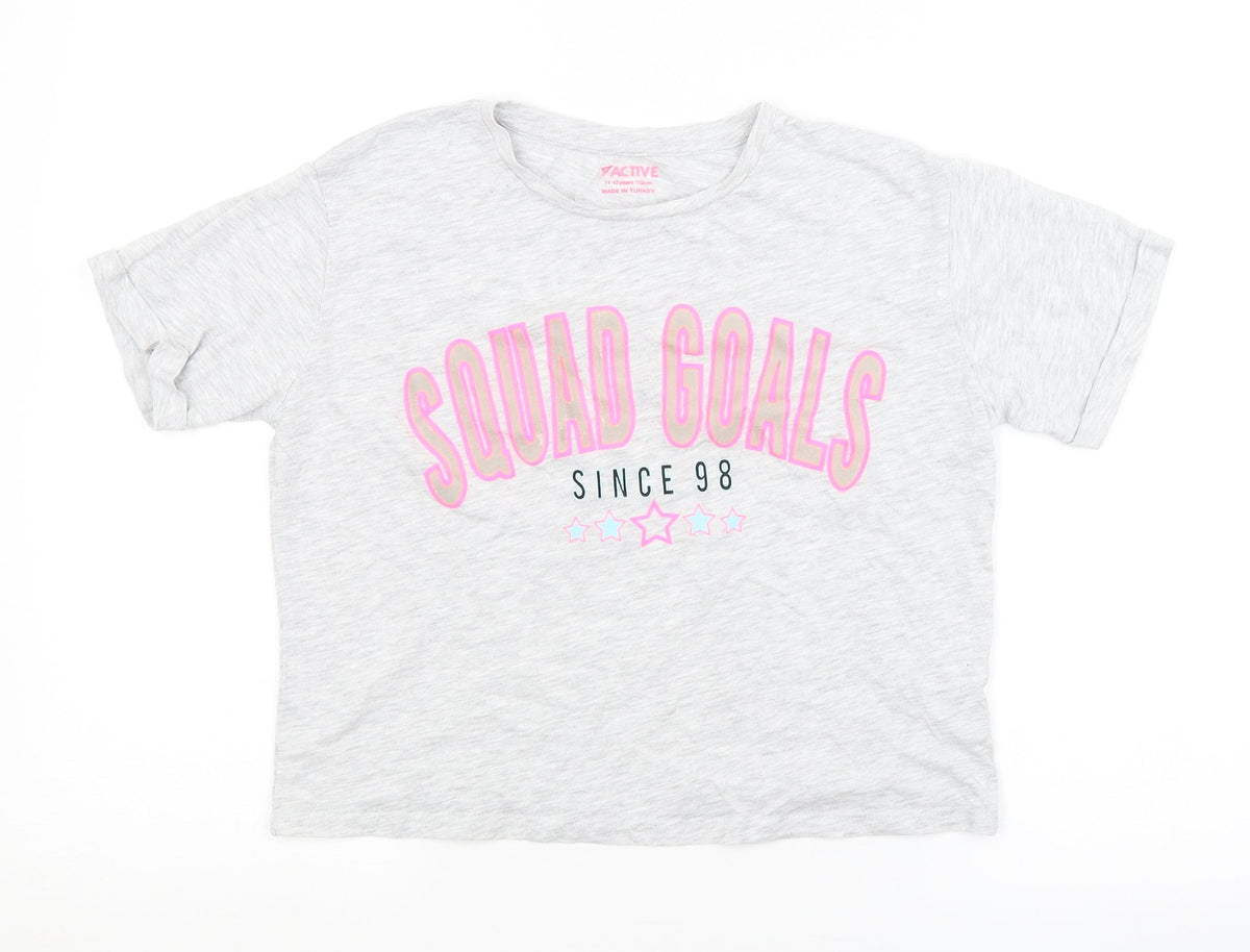 Additional front view of Primark girls’ grey basic t-shirt, size 11-12, years