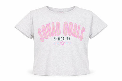 Front view of Primark girls’ grey basic t-shirt, size 11-12, years